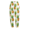 White Pineapple Pattern Print Fleece Lined Knit Pants