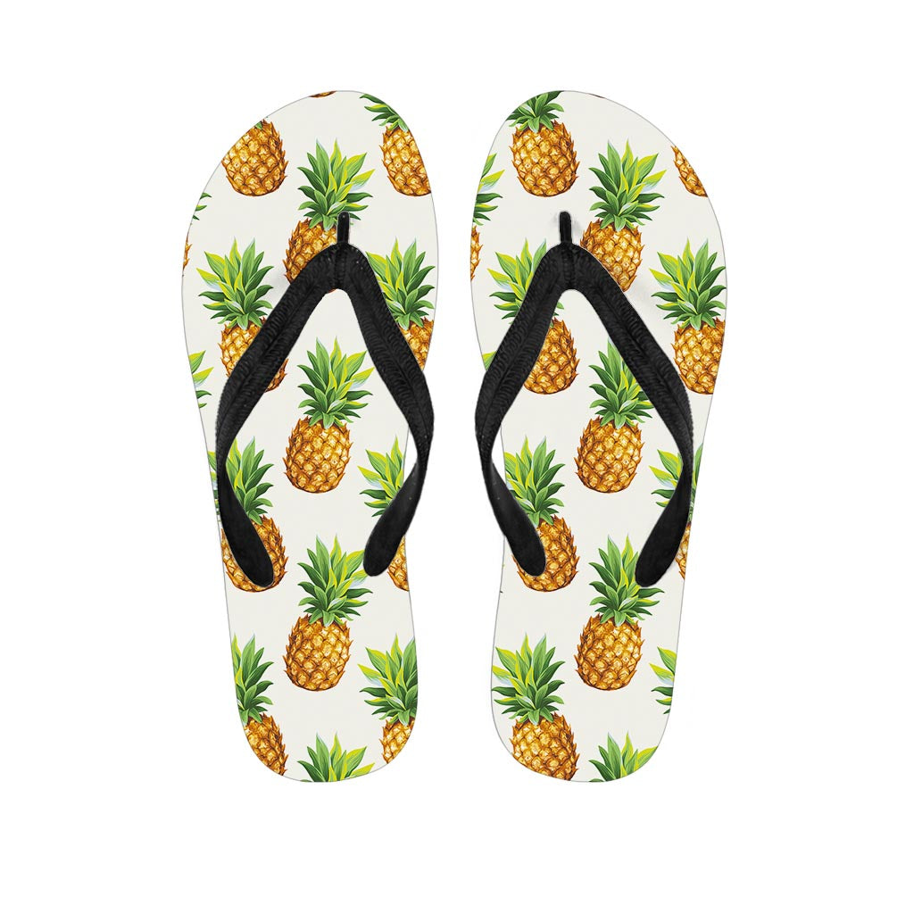 White Pineapple Pattern Print Flip Flops