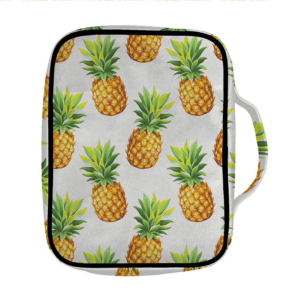 White Pineapple Pattern Print Front Pocket Bible Bag