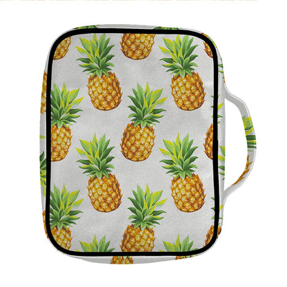 White Pineapple Pattern Print Front Pocket Bible Bag