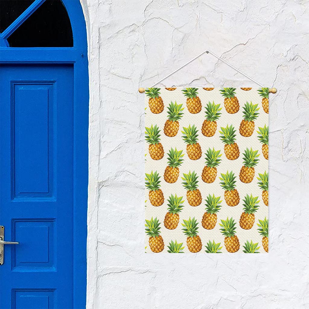 White Pineapple Pattern Print Garden Flag
