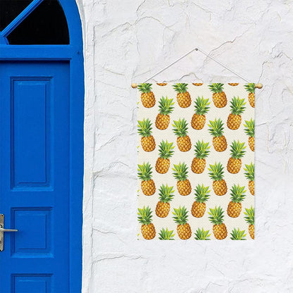 White Pineapple Pattern Print Garden Flag