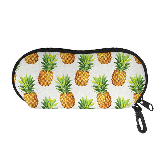 White Pineapple Pattern Print Glasses Case
