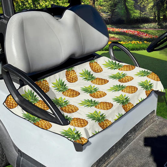 White Pineapple Pattern Print Golf Cart Seat Cover