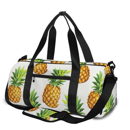 White Pineapple Pattern Print Gym Bag