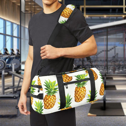 White Pineapple Pattern Print Gym Bag