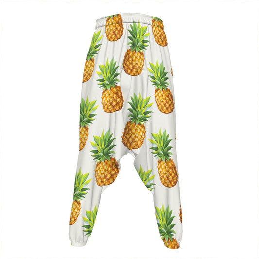 White Pineapple Pattern Print Hammer Pants