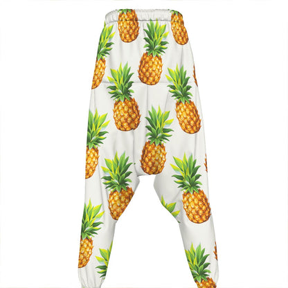 White Pineapple Pattern Print Hammer Pants