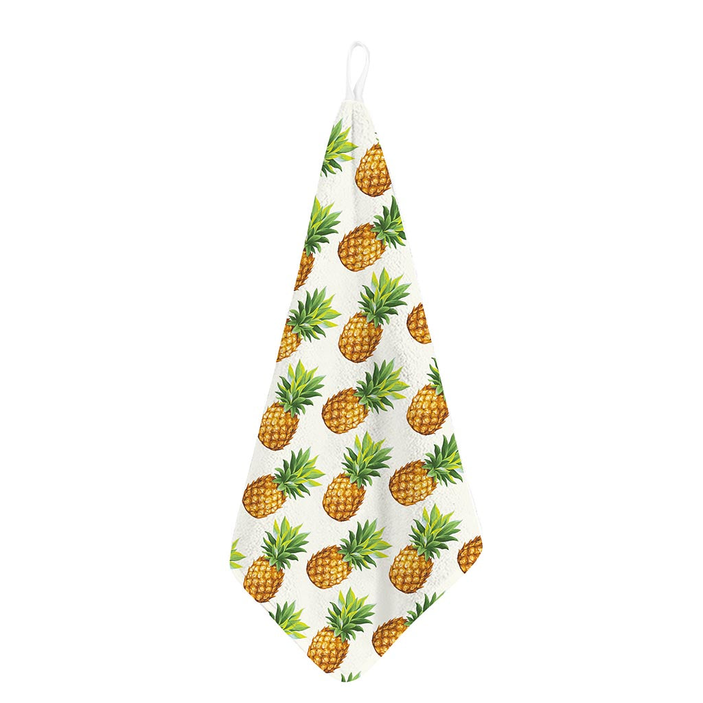 White Pineapple Pattern Print Hand Towel