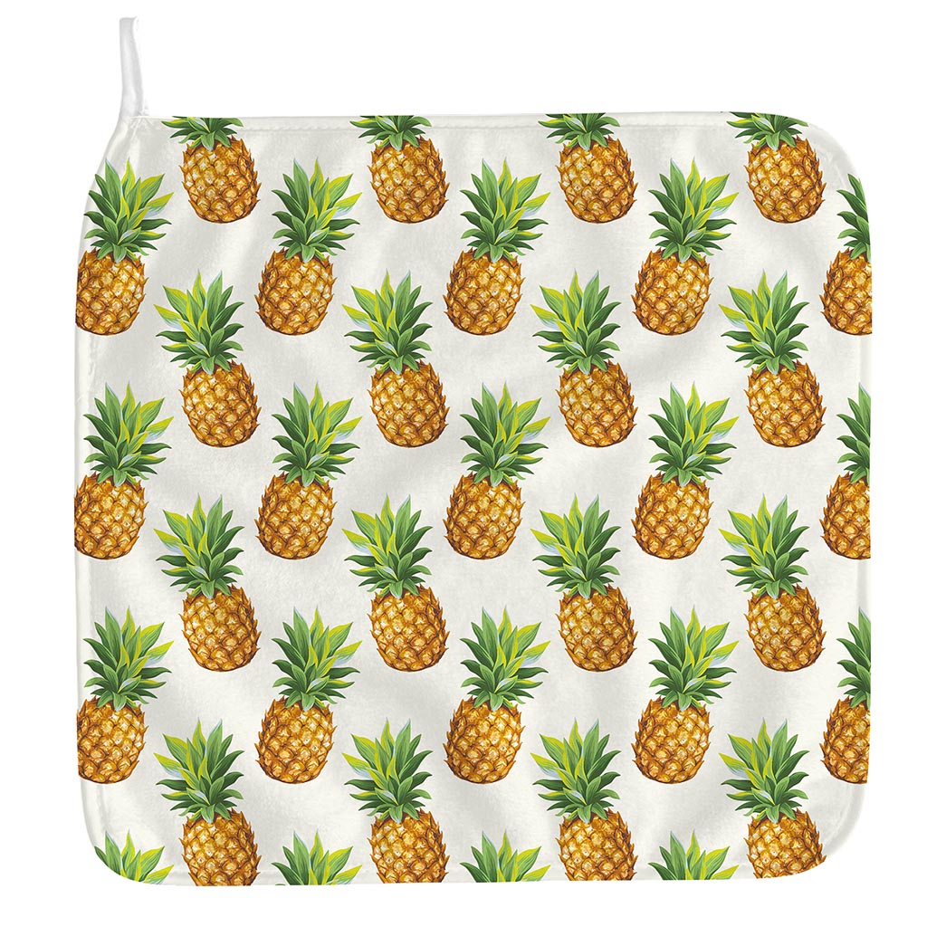 White Pineapple Pattern Print Hand Towel