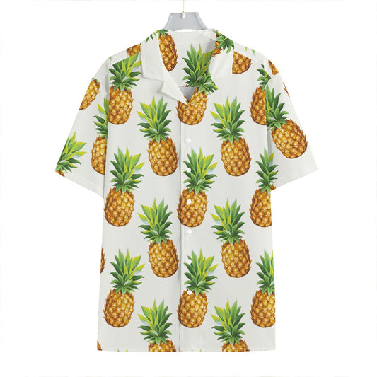 White Pineapple Pattern Print Hawaiian Shirt