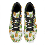 White Pineapple Pattern Print High Top Leather Sneakers