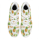 White Pineapple Pattern Print High Top Leather Sneakers