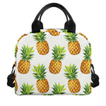 White Pineapple Pattern Print Insulated Lunch Bag