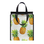 White Pineapple Pattern Print Insulated Lunch Tote