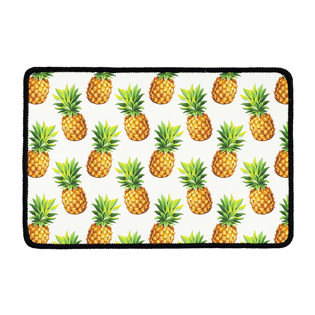 White Pineapple Pattern Print Kitchen Mat