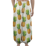 White Pineapple Pattern Print Lantern Pants