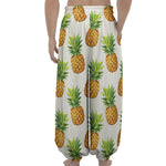 White Pineapple Pattern Print Lantern Pants
