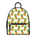 White Pineapple Pattern Print Leather Backpack