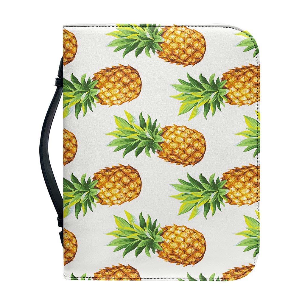 White Pineapple Pattern Print Leather Bible Cover