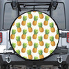 White Pineapple Pattern Print Leather Spare Tire Cover