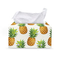 White Pineapple Pattern Print Leather Tissue Box Cover