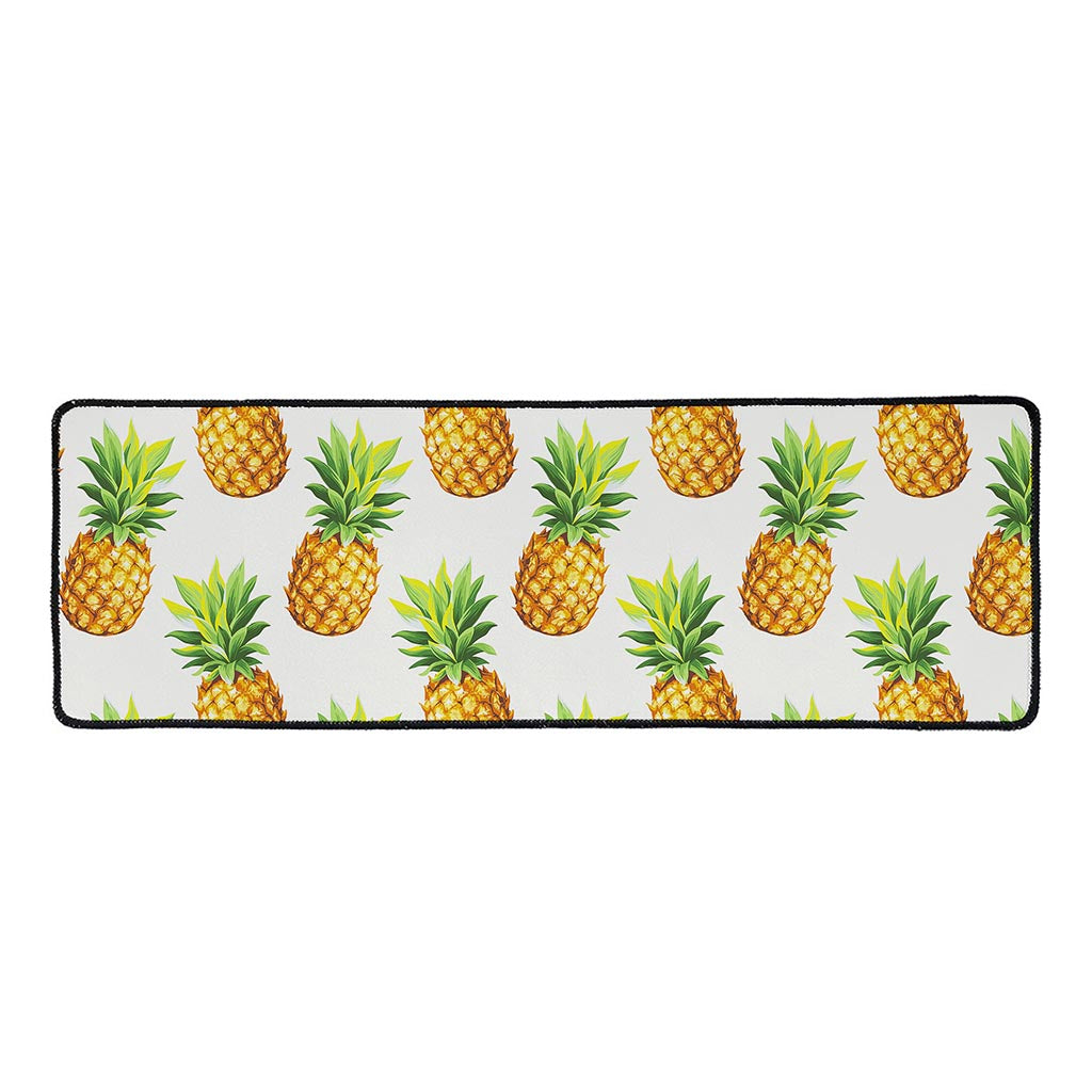 White Pineapple Pattern Print Long Kitchen Mat