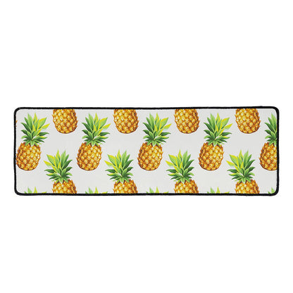 White Pineapple Pattern Print Long Kitchen Mat