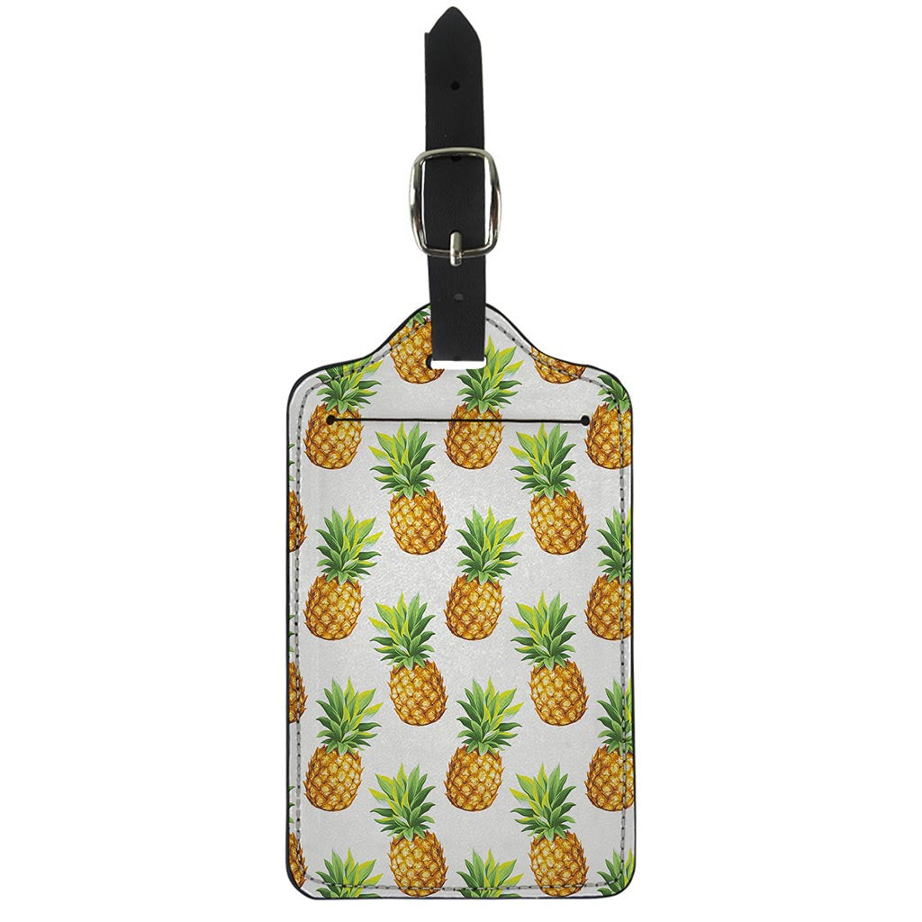White Pineapple Pattern Print Luggage Tag