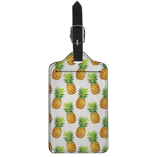 White Pineapple Pattern Print Luggage Tag