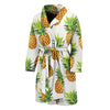 White Pineapple Pattern Print Men's Bathrobe