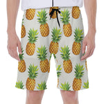 White Pineapple Pattern Print Men's Beach Shorts