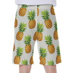 White Pineapple Pattern Print Men's Beach Shorts