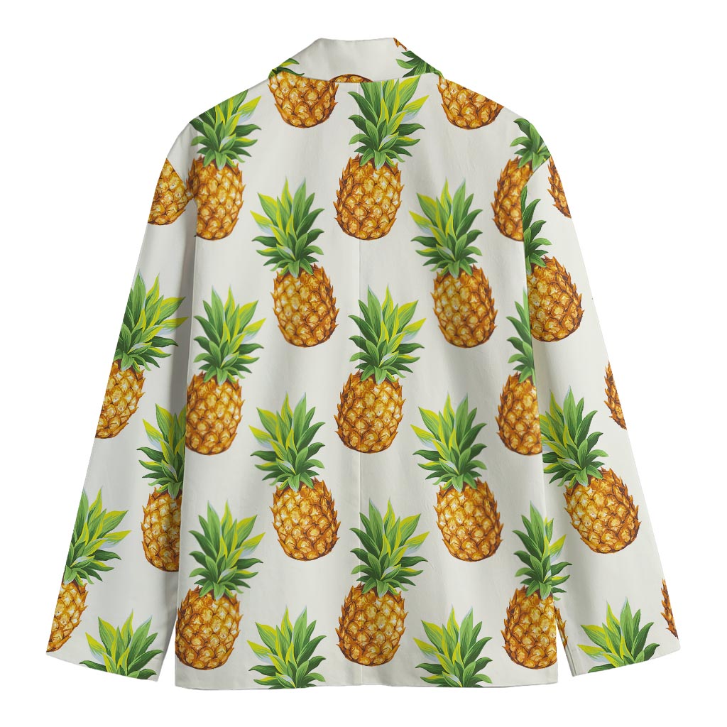 White Pineapple Pattern Print Men's Blazer