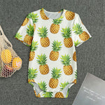 White Pineapple Pattern Print Men's Bodysuit