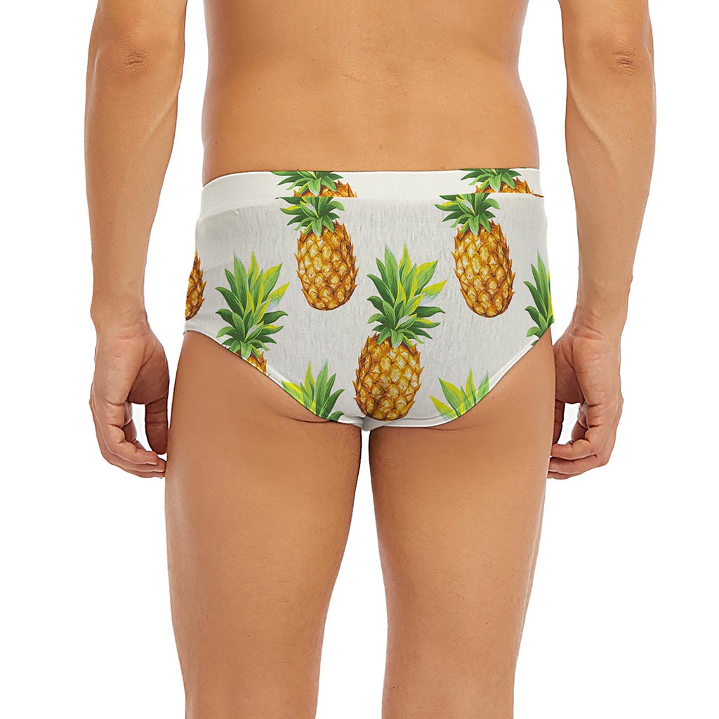 White Pineapple Pattern Print Men's Briefs
