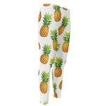White Pineapple Pattern Print Men's Compression Pants