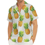 White Pineapple Pattern Print Men's Deep V-Neck Shirt