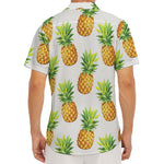 White Pineapple Pattern Print Men's Deep V-Neck Shirt