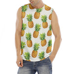 White Pineapple Pattern Print Men's Fitness Tank Top