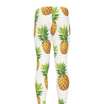 White Pineapple Pattern Print Men's leggings