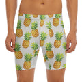 White Pineapple Pattern Print Men's Long Boxer Briefs