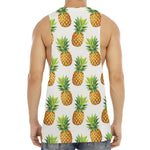 White Pineapple Pattern Print Men's Muscle Tank Top