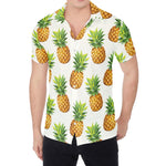 White Pineapple Pattern Print Men's Shirt