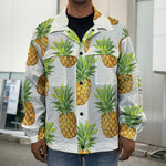 White Pineapple Pattern Print Men's Shirt Jacket