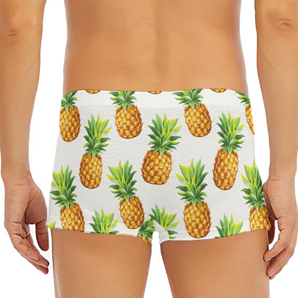 White Pineapple Pattern Print Men's Short Boxer Briefs
