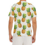White Pineapple Pattern Print Men's Short Sleeve Rash Guard
