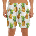 White Pineapple Pattern Print Men's Split Running Shorts
