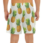 White Pineapple Pattern Print Men's Split Running Shorts