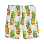 White Pineapple Pattern Print Men's Sports Shorts